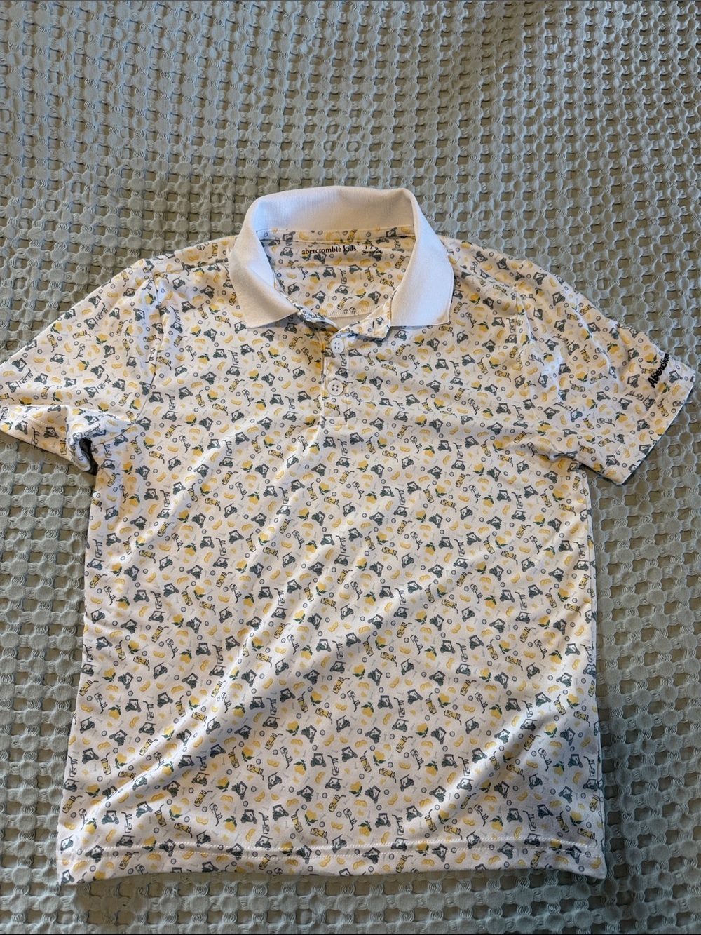 abercrombie kids White Polo with Yellow & Blue Print